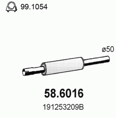 ASSO 586016 Глушитель (СРЕДНЯЯ часть)