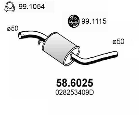 ASSO 58.6025 Глушитель (СРЕДНЯЯ часть)