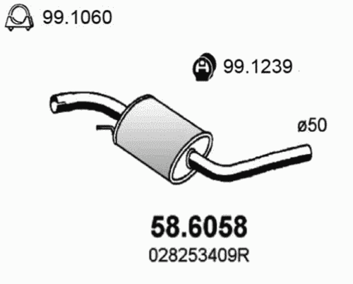 ASSO 58.6058 Глушитель (СРЕДНЯЯ часть)