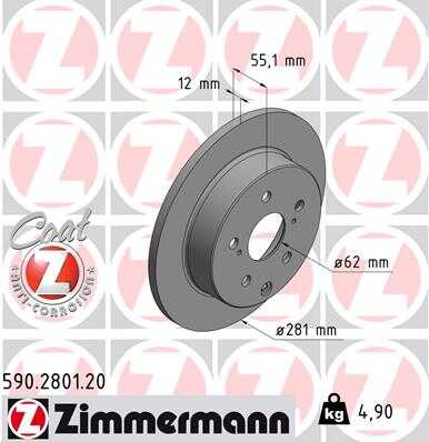 ZIMMERMANN 590.2801.20 Диск тормозной