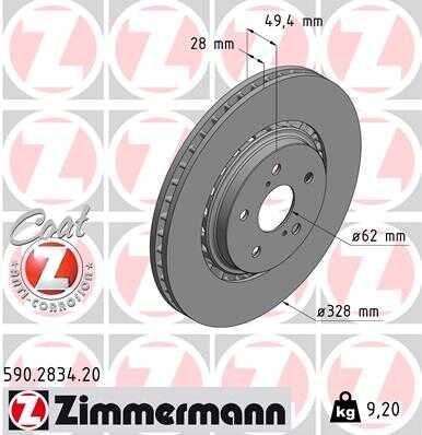 ZIMMERMANN 590283420 Диск тормозной