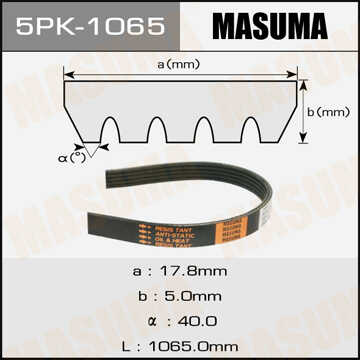 MASUMA 5PK-1065 Ремень поликлиновый! Mitsubishi Space Star 1.3 16V 99>;Ремень привода навесного оборудования
