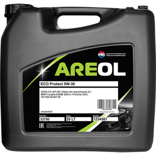 AREOL 5W30AR047 ECO Protect 5W30 (20L) масло моторное! синт. ACEA C3, API SN, VW 504.00/507.00, MB 229.51
