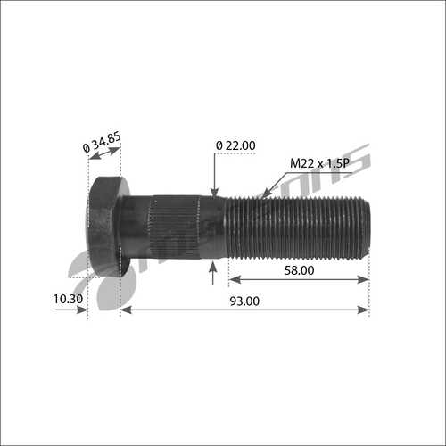 MANSONS 600.073 Шпилька ступицы колеса! M22x1.5x93 10.9 SAF