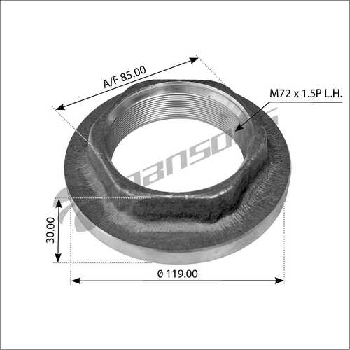 MANSONS 600126 Гайка ступицы! M72x1.5 SW85 LH SAF