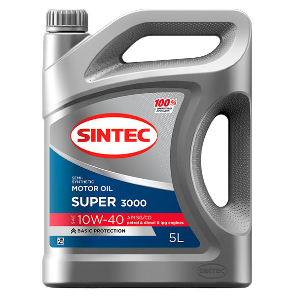 SINTEC 600293 Масло моторное полусинтетическое Sintec Super 3000 SAE 10W-40 ACEA SG/CD 5л