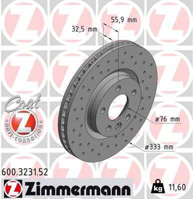 ZIMMERMANN 600.3231.52 Диск торм VW T5 2.0-2.5TDI 03)