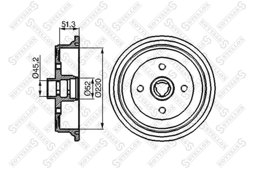 STELLOX 6025-4713-SX Барабан тормозной! Audi 80/100 all 82>