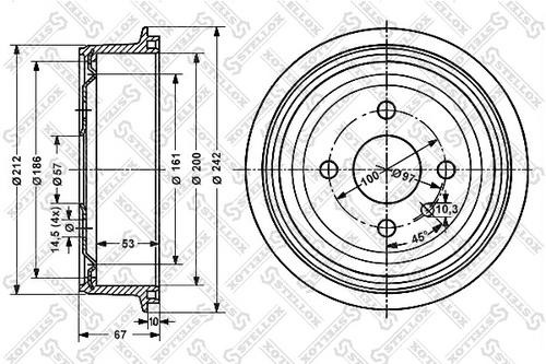 STELLOX 6025-9905-SX ***барабан тормозной! Opel Astra 1.2-1.7D 91>