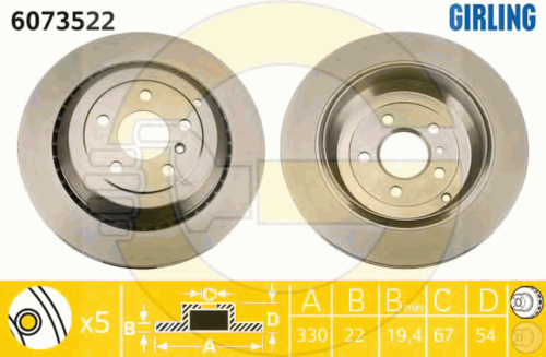 GIRLING 6073522 Диск тормозной MERCEDES GL X164/ML W164