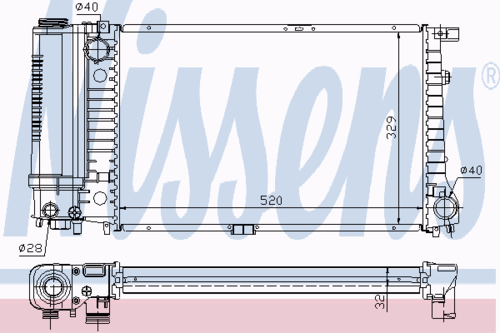 NISSENS 60736A Радиатор системы охлаждения! без AC BMW E34 2.0/2.5 89-97