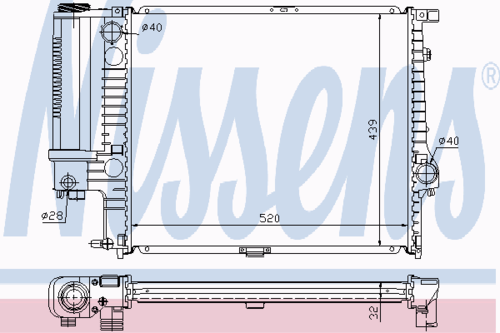 NISSENS 60743A Радиатор системы охлаждения! BMW E34 1.8i-2.5i 88>