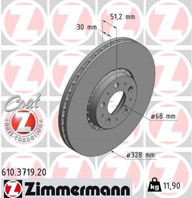 ZIMMERMANN 610.3719.20 Тормозной диск