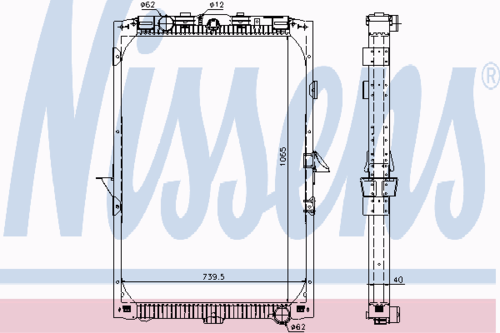 NISSENS 61447 Радиатор системы охлаждения! 1065x739x40 DAF XF105