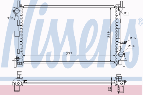 NISSENS 62075A Радиатор системы охлаждения! с AC Ford Focus 1.4-1.8 16V 98>