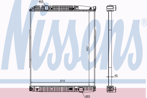 NISSENS 626490 Радиатор системы охлаждения. без мет. рамы алюм./пласт.952x810x40 MB Actros 18-41t 96>