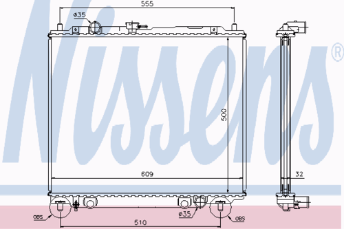 NISSENS 62801 Радиатор системы охлаждения! Mitsubishi Pajero 2.8TD 94-97