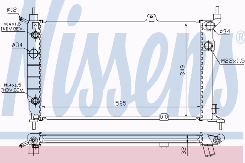NISSENS 63253A Радиатор системы охлаждения! Opel Astra 1.4-2.0 91>