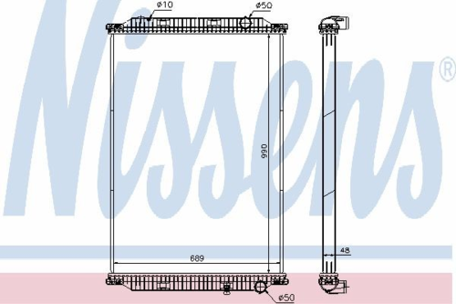 NISSENS 637850 Радиатор системы охлаждения без рамки пластик/алюминий 990x689x48 RVI Kera