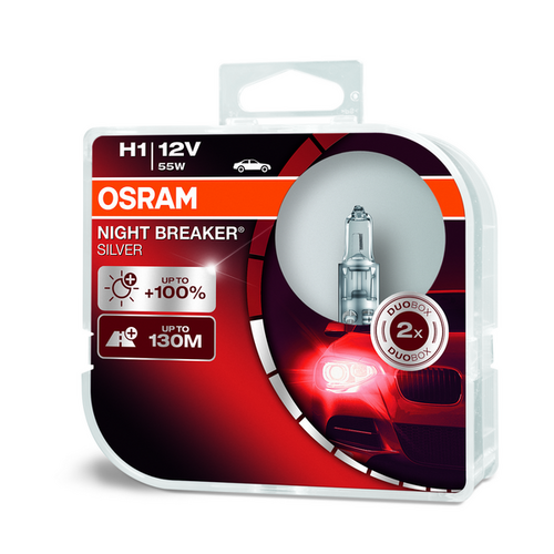 OSRAM 64150NBSHCB Комплект ламп NIGHT BREAKER SILVER! 2шт. (H1) 12V 55W P14.5s +100% света