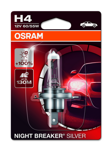 OSRAM 64193NBS-01B Лампа NIGHT BREAKER SILVER! 1шт. (H4) 12V 60/55W P43t +100% света