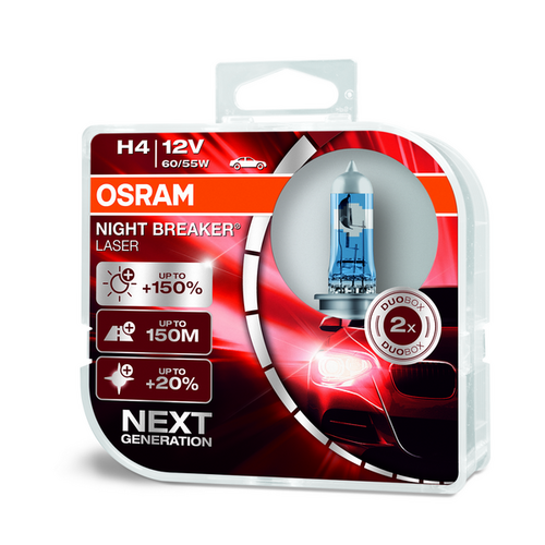 OSRAM 64193NLHCB Комплект ламп NIGHT BREAKER LASER! 2шт. (H4) 12V 60/55W P43t +150% света