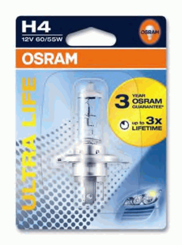 OSRAM 64193ULT-01B Лампа! (H4) 12V 60/55W P43t-38 галогенная увелич. срок службы (1шт. в блистере)