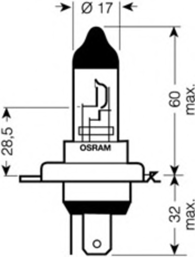 OSRAM 64193 Лампа H4 / ELB 472U 12V 60/55W б/цв / FORD