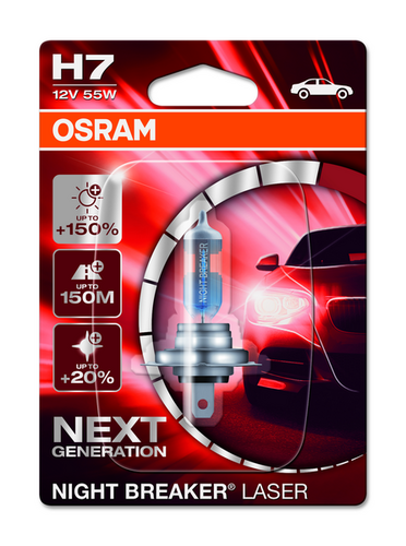 OSRAM 64210NL-01B Лампа NIGHT BREAKER LASER! 1шт. (H7) 12V 55W PX26d +150% света