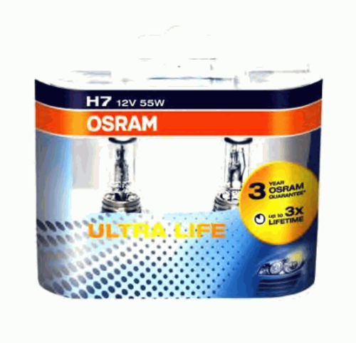 OSRAM 64210ULT-HCB Комплект ламп ULTRA LIFE! 2шт. (H7) 12V 55W PX26d ув. срок службы до 4х раз;Лампа накаливания, основная фара