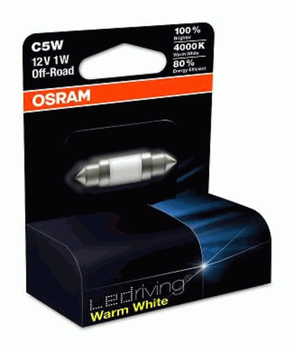 OSRAM 6498WW01B Лампа LEDRIVING! 1шт. (C5W) 12V 1W SV8.5-8 premium/ теплый белый/ 4000K