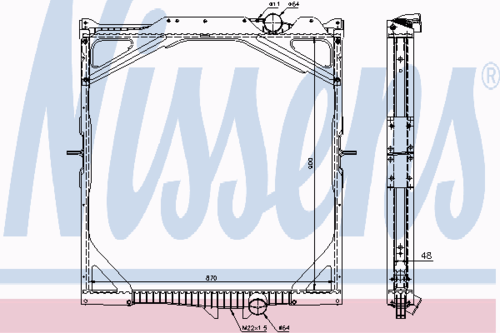 NISSENS 65462A Радиатор системы охлаждения пластик/алюминий 900x870x48 Volvo FH12/16 дв. D12/16A