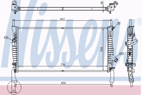 NISSENS 69226 Радиатор системы охлаждения! с ас Ford Transit all 06>