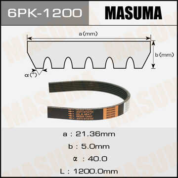MASUMA 6PK1200 Ремень поликлиновыйгенерат.! Renault Duster/Kangoo/Sandero/Megane 1.4-1.6i/1.5dCi
