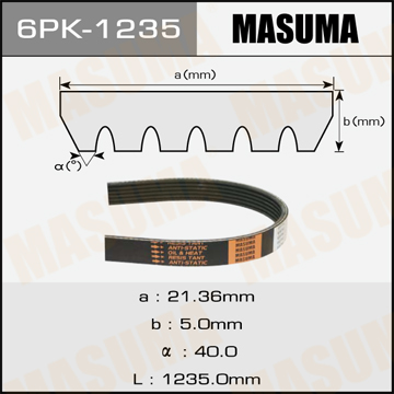 MASUMA 6PK1235 Ремень поликлиновый! Toyota Camry 2.2D 92-98