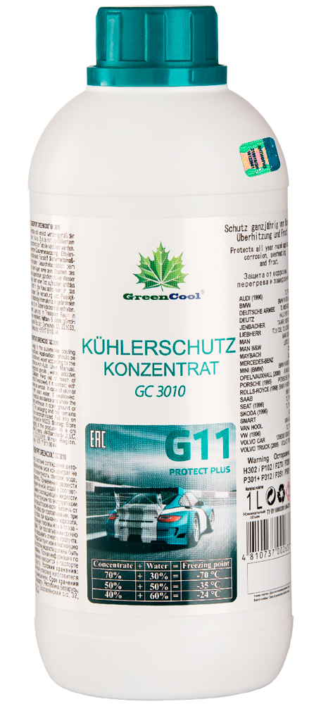 GREENCOOL 702637 Антифриз концентрат GreenCool GС3010 G11, 1 л (70/30 до -70°С