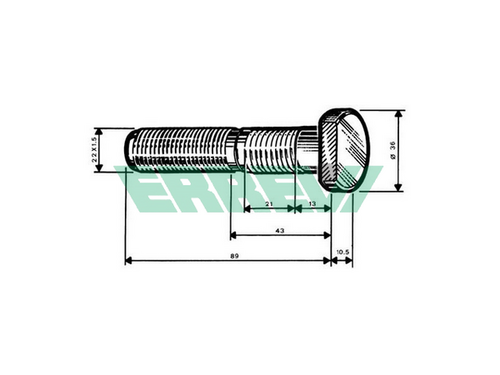 ERREVI 729355 Болт колесный! M22x1.5x99/89/45 BPW