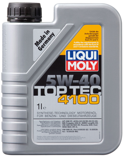 LIQUIMOLY 7500 LiquiMoly 5W40 Top Tec 4100 (1L) масло мотор.! син. api SM/CF,ACEA A3-04/B4-04/C3-04:VW,MB229.31,BMW;Масло моторное Liqui Moly Top Tec 4100 5W-40 fully synthetic 1 л