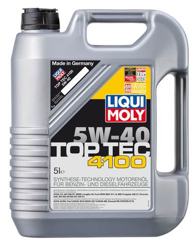 LIQUIMOLY 7501 LiquiMoly 5W40 Top Tec 4100 (5L) масло мотор.! син. api SM/CF,ACEA A3-04/B4-04/C3-04:VW,MB229.31,BMW