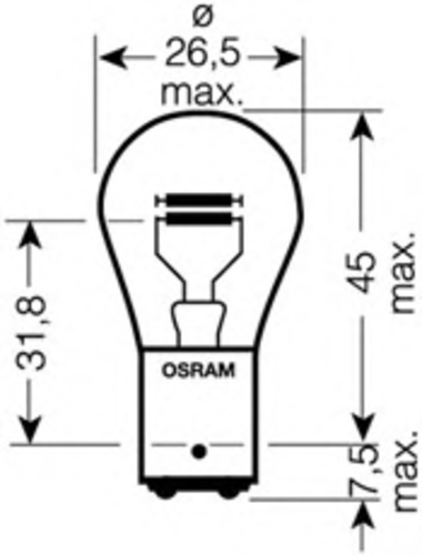 OSRAM 7528 Лампа дополнительного освещения 12V 21/5W;Лампа ORIGINAL LINE! 1шт. (P21/5W) 12V 21/5W BAY15d качество ориг. з/ч (ОЕМ);Лампа накаливания, фонарь указателя поворота;Лампа накаливания, фонарь сигнала торможения;Лампа накаливания, задняя противотуманная фара;Лампа накаливания, задний гарабитный огонь;Лампа накаливания, стояночный / габаритный огонь