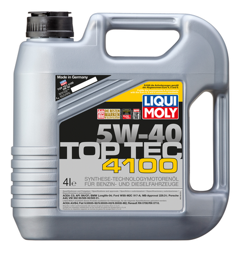 LIQUIMOLY 7547 LiquiMoly 5W40 Top Tec 4100 (4L) масло мотор.! син. API SM/CF,ACEA A3-04/B4-04/C3-04:VW,MB229.31,BMW