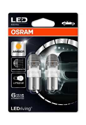 OSRAM 7557YE02B Комплект ламп LEDRIVING! 2шт. (PY21W) 12V 1W BAU15S premium/ оранжевый/ 1500K