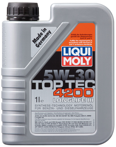 LIQUIMOLY 7660 LiquiMoly 5W30 Top Tec 4200 (1L) масло мотор.! син. acea A3-04/B4-04/C3-04:VW,MB229.51,BMW,PorscheC30;Масло моторное Liqui Moly Top Tec 4200 5W-30 fully synthetic 1 л