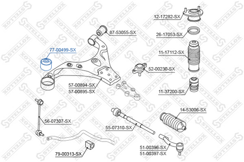 STELLOX 7700499SX Сайлентблок рычага пер.! Hyundai i30/i30 1.6 CW 07>