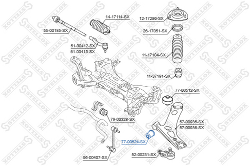 STELLOX 7700524SX Сайлентблок рычага передн.! Hyundai iX35 2WD 10>