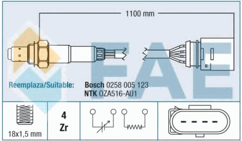 FAE 77140 Лямбда-зонд! VW Polo 1.4 16V 96>/1.6 94>