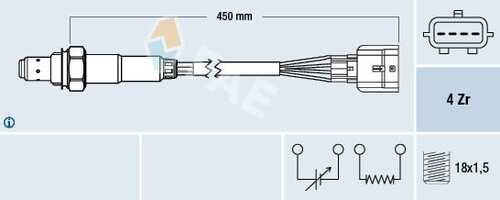 FAE 77469 Лямбда-зонд! L=450mm Renault Logan/Duster/Clio/Twingo 1.2-2.0i 01>