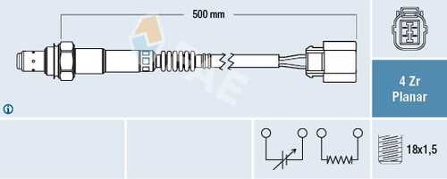 FAE 77474 Лямбда-зонд! L=500mm Honda CR-V 2.0i 02-06