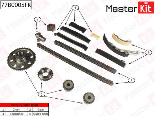 MASTERKIT 77B0005FK Комплект цепи ГРМ! Nissan Navara III 2.5DCi YD25DDTI 4WD 04>