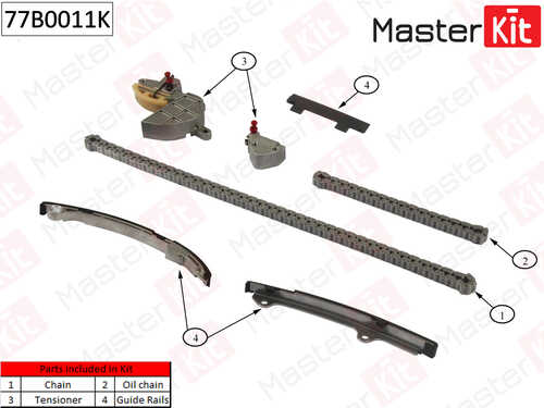 MASTERKIT 77B0011K Комплект цепи ГРМ! Nissan X-Trail/Primera 2.0i-2.5i QR20/QR25 01>